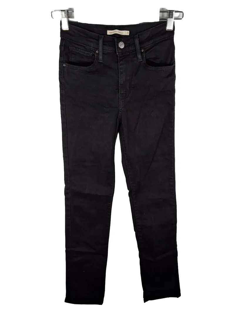Levi's 724 High Rise Straight Jeans Damen Bootcut W25 L32 Schwarz 1