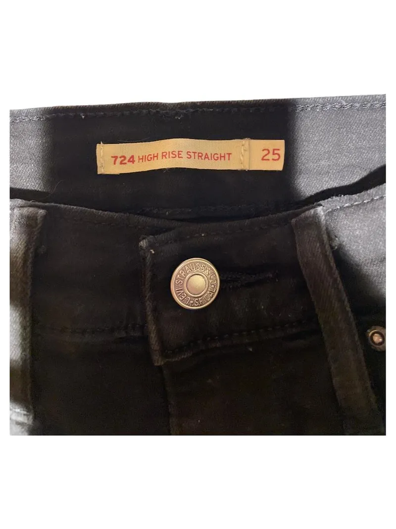 Levi's 724 High Rise Straight Jeans Damen Bootcut W25 L32 Schwarz 3