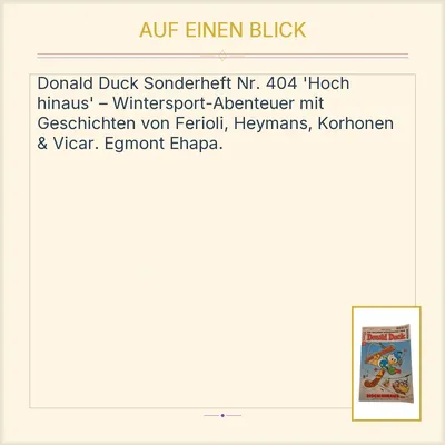 Die tollsten Geschichten von Donald Duck Sonderheft 404 Hoch hinaus Comic
