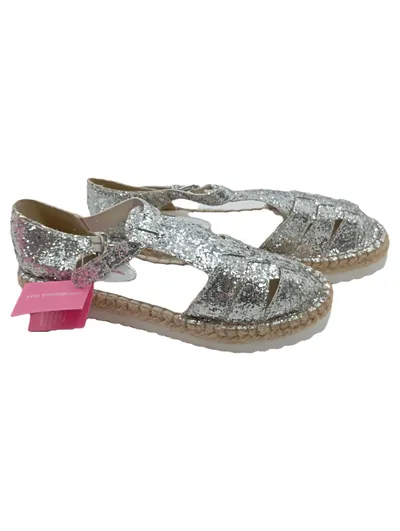 You Young Coveri Damen Espadrilles Sandalen Glitzer Silber Gr. 38 NEU