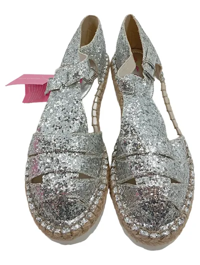 You Young Coveri Damen Espadrilles Sandalen Glitzer Silber Gr. 38 NEU