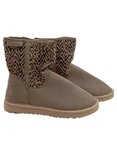 You Young Coveri Damen Stiefelette Pailletten Beige Gr. 39 Glamourös