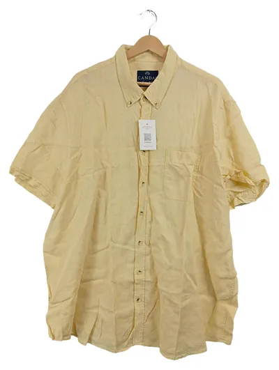 Canda Herren Kurzarm Hemd Leinen Gelb Gr. 3XL 47-48 Freizeithemd