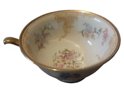 Thomas Ivory Teetasse Porzellan Weiß Blumenmuster Goldrand Vintage