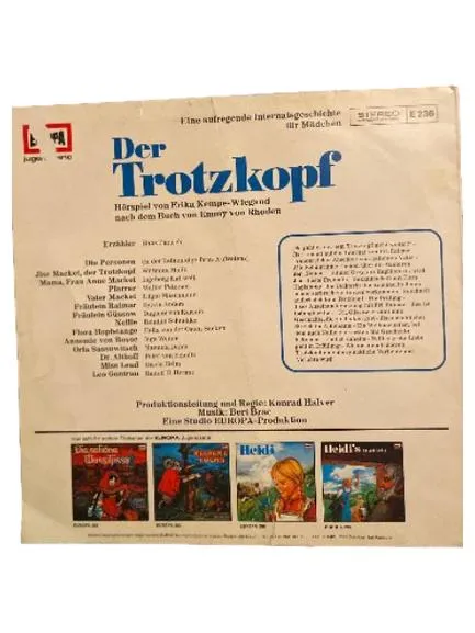 Der Trotzkopf EUROPA Jugendserie Vinyl LP Hörspiel Internatsgeschichte 2