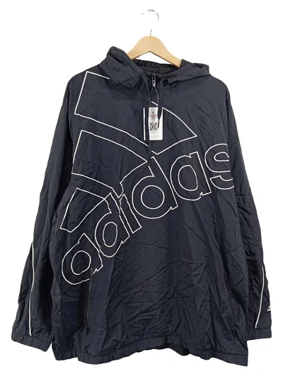 Adidas Herren Windjacke Kapuze Großes Logo Schwarz Größe 2XL