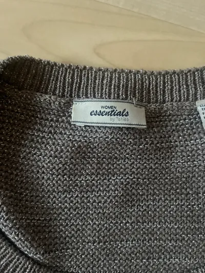 Essentials by Tchibo Damen Pullover Gr. 36/38 Grau Kurzarm Metallic Strick