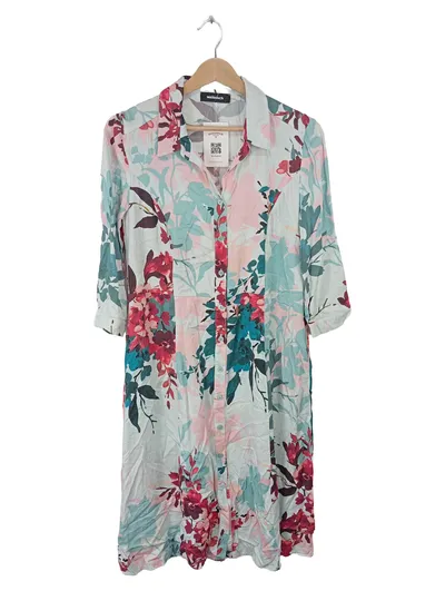 Walbusch Damen Blusenkleid Hemdblusenkleid Gr. 36 Blumenmuster Mehrfarbig