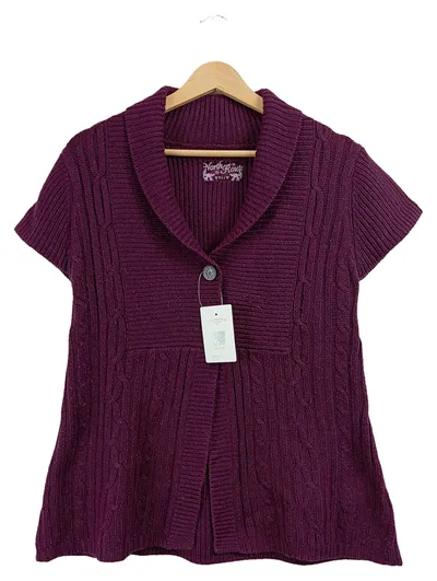 North Route Damen Strickjacke Strickweste Kurzarm Lila Gr. 40 Zopfstrick