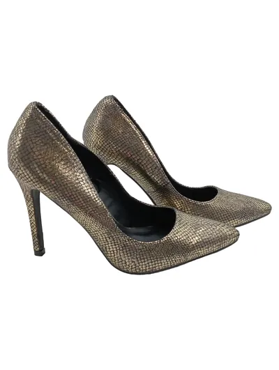 Dolcis Damen Pumps High Heels Schlangenhaut Optik Gold Metallic Gr. 40