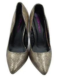 Dolcis Damen Pumps High Heels Schlangenhaut Optik Gold Metallic Gr. 40 2