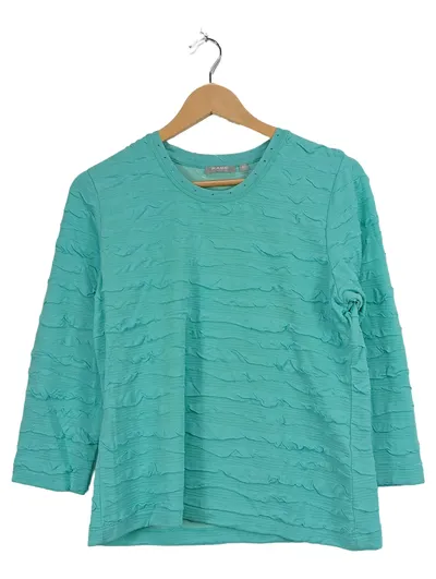 RABE Damen Langarmshirt Gr. 40 Türkis Strukturmuster 3, 4-Arm