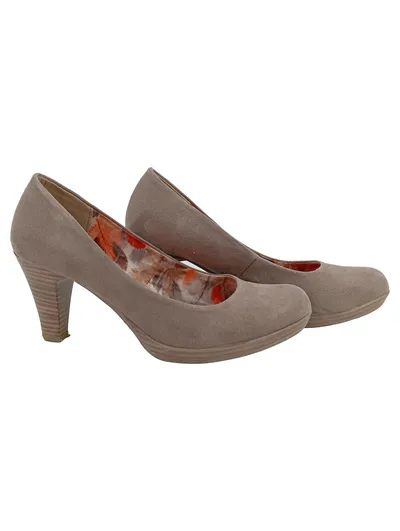 Marco Tozzi Damen Pumps Wildleder Optik Beige Gr. 38