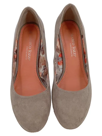 Marco Tozzi Damen Pumps Wildleder Optik Beige Gr. 38