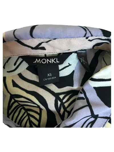 Monki Damen Bluse Mehrfarbig Abstrakt Gr. 34 XS Langarm Freizeit