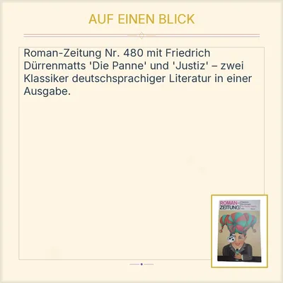 Roman-Zeitung Nr. 480 Friedrich Dürrenmatt Die Panne Justiz Heftroman