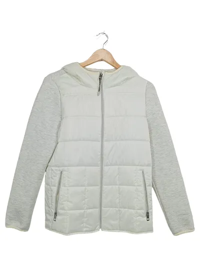 CECIL Damen Steppjacke Kapuze Gr. S weiß grau meliert Übergangsjacke