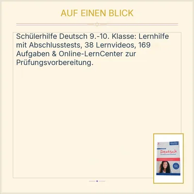 Schülerhilfe Deutsch 9.-10. Klasse Lernhilfe Prüfungsvorbereitung