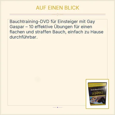 Basis-Bauchtraining für Dummies DVD Gay Gaspar Fitness Bauch Training