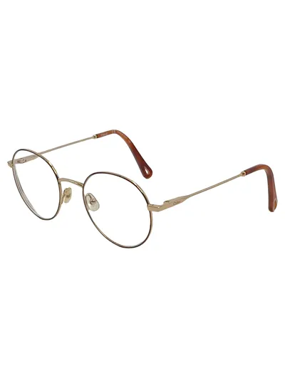 Chloé Damen Brillengestell CE2136 757 Gold Rund Metall Made in Italy