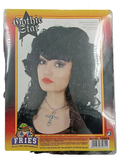 Fries Gothic Star Perücke für Erwachsene Schwarz 40 cm