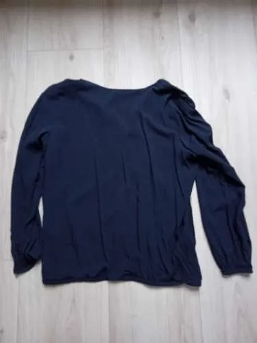 EDC by Esprit Damen Langarmshirt Bluse Gr. M Blau Navy V-Ausschnitt