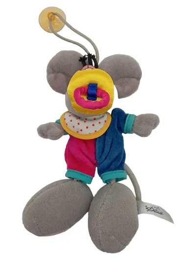Diddl Baby Kuscheltier Maus mit Schnuller Lätzchen Saugnapf grau 14cm
