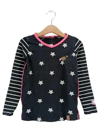 B.Nosy Mädchen Langarmshirt Gr. 122, 128 Schwarz Sterne Streifen Casual 1