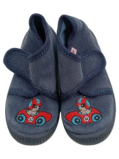 Superfit Hausschuhe Kinder Gr. 22 Blau Rennauto Motiv Klettverschluss
