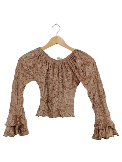 Here & There Langarmshirt Mädchen 146/152 Beige Rüschen Romantisch