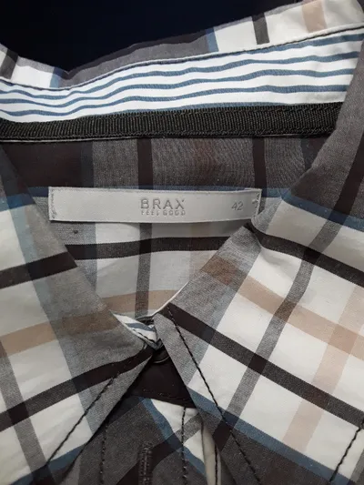 BRAX Feel Good Damen Bluse kariert Gr. 42 XL Langarm braun Baumwolle