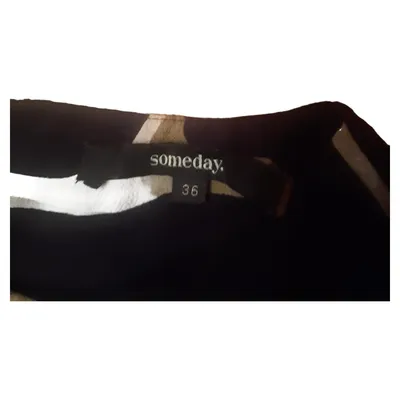 someday Damen Bluse Gr. 36 S Blau Abstrakt Ärmellos Viskose Modern