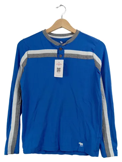 Abercrombie Kids Langarmshirt Henley Blau Gestreift Gr. 152 (13-14)