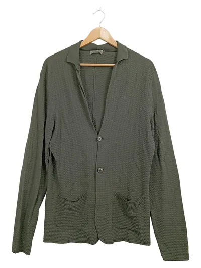 Falconeri Herren Strickjacke Oliv Strukturmuster Gr. XL Baumwolle Casual