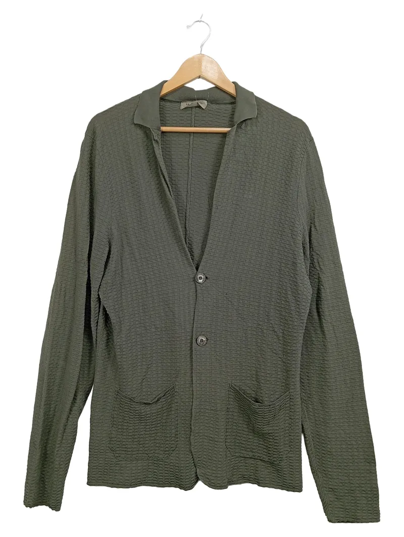 Falconeri Herren Strickjacke Oliv Strukturmuster Gr. XL Baumwolle Casual 1