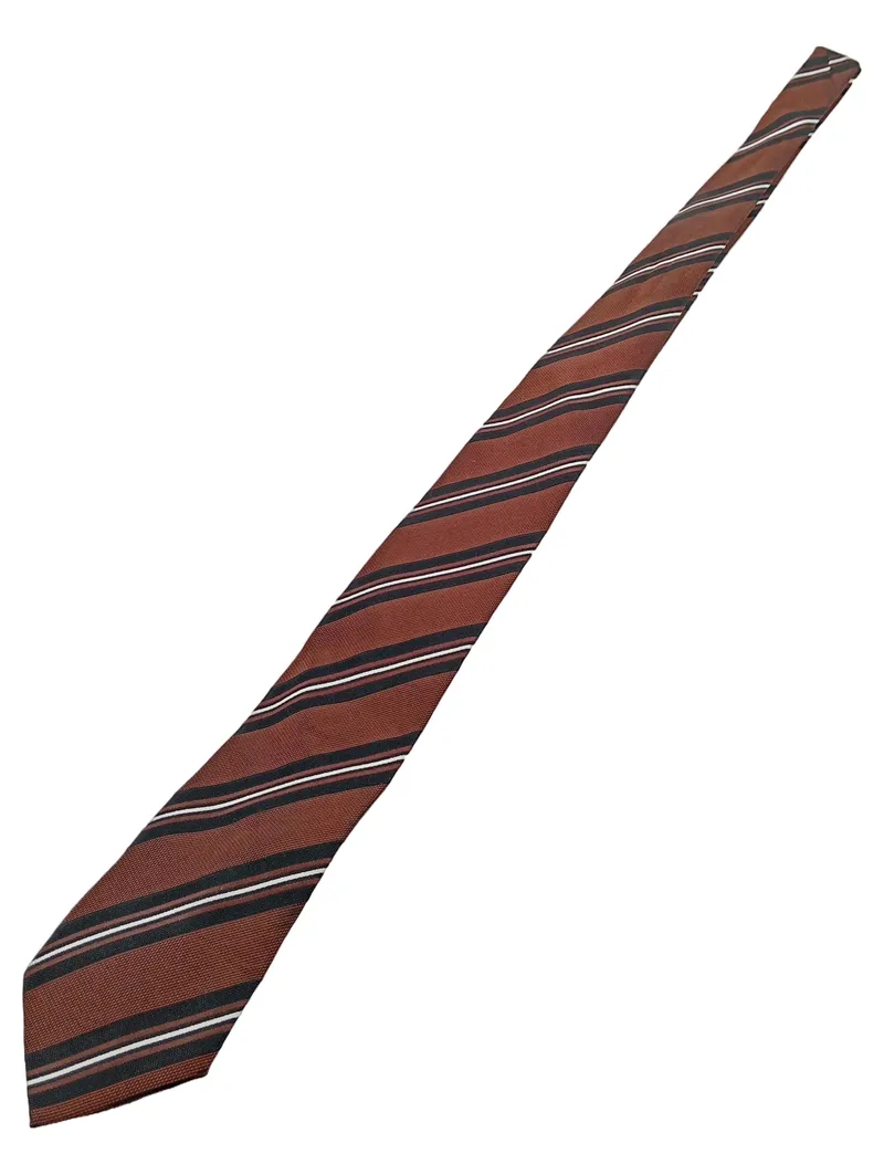 Ecosse Herren Krawatte Braun Gestreift Seide 7.5 cm Business Klassisch 1