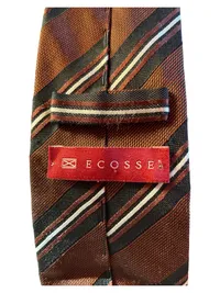Ecosse Herren Krawatte Braun Gestreift Seide 7.5 cm Business Klassisch 3