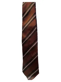 Ecosse Herren Krawatte Braun Gestreift Seide 7.5 cm Business Klassisch 4