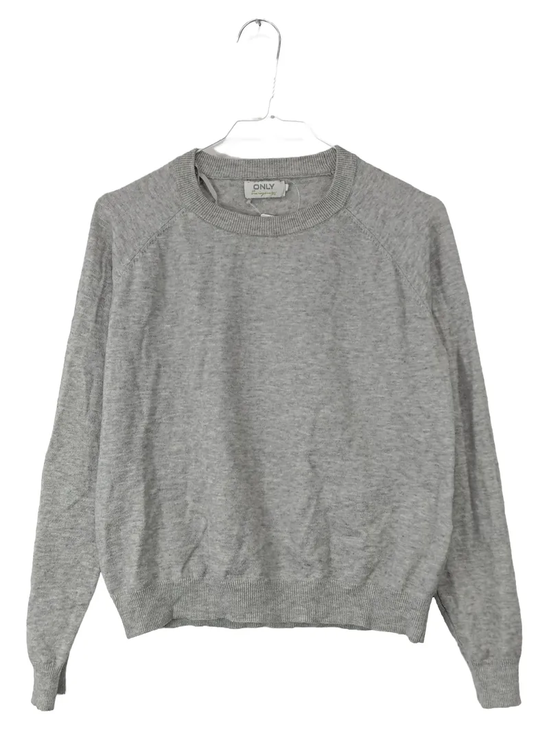 ONLY Damen Pullover Gr. S Grau Meliert Langarm Strickpullover Basic 1