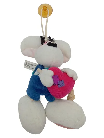 Diddl Maus Kuscheltier mit Herz Plüschfigur Saugnapf 14cm weiß