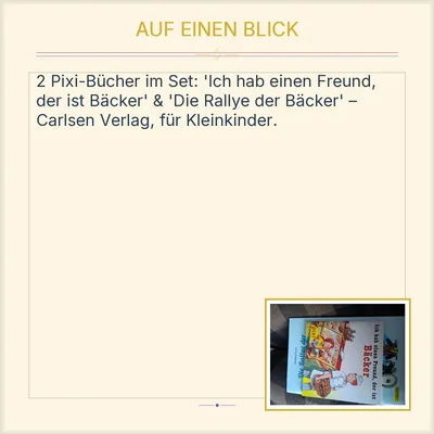 Carlsen Pixi Buch Ich hab einen Freund der ist Bäcker Corinna Fuchs Kinderbuch