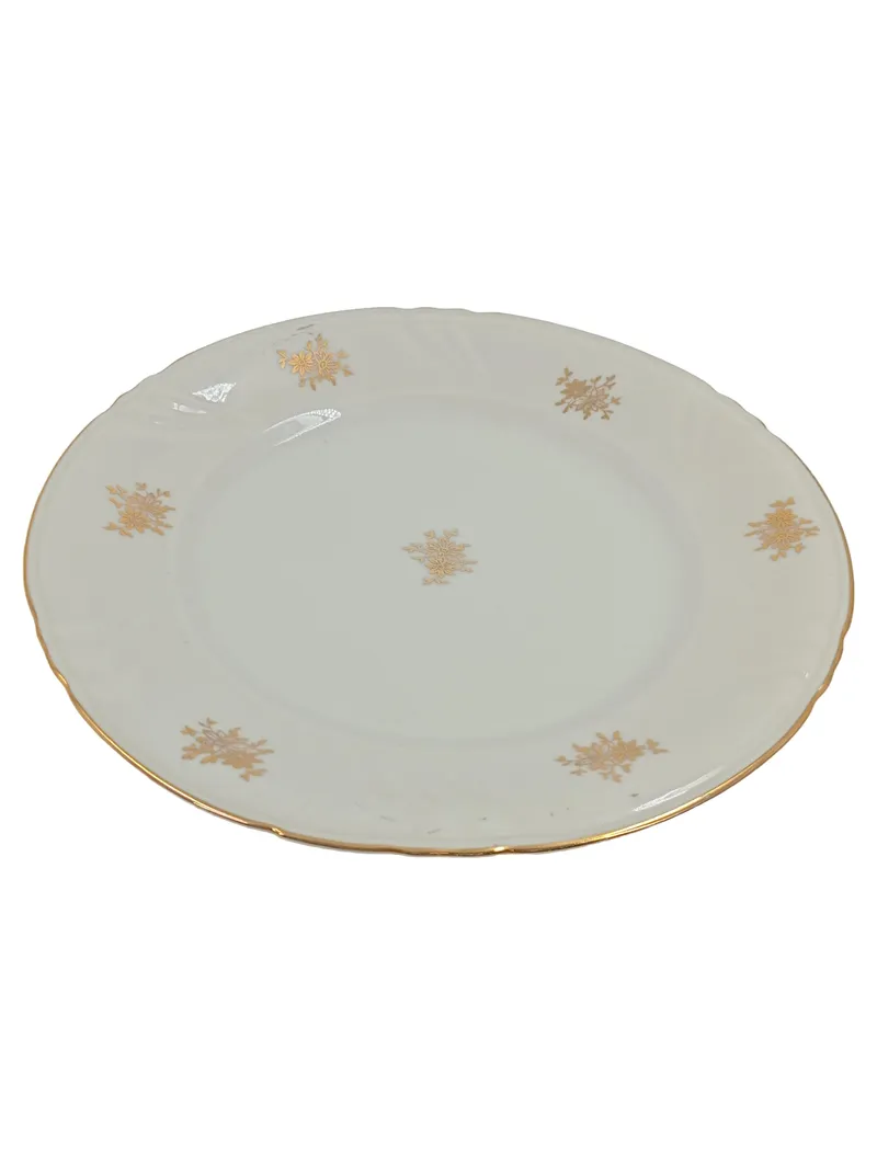 Bavaria Kuchenteller Porzellan Weiß Gold Blumenmuster 19 cm Klassisch 1