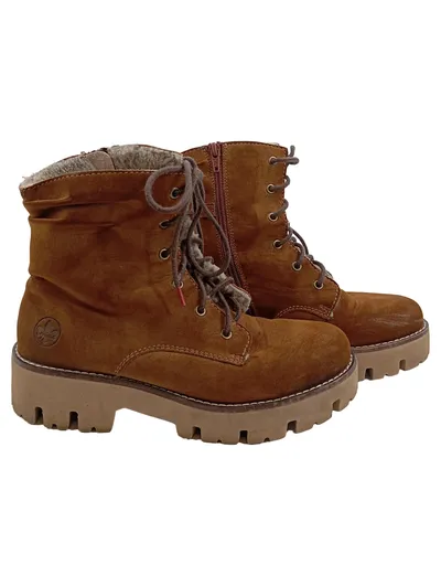 Rieker Damen Stiefelette Winterboots Schnürstiefel Braun Wildleder Gr. 40