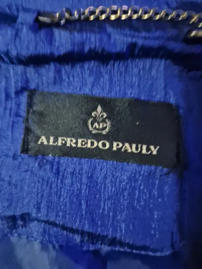Alfredo Pauly Damen Outdoorjacke Gr. 44 Blau Polyamid Golddetails