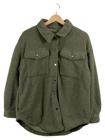 Hailys Damen Felljacke Overshirt Teddyjacke Oliv Gr. S Casual