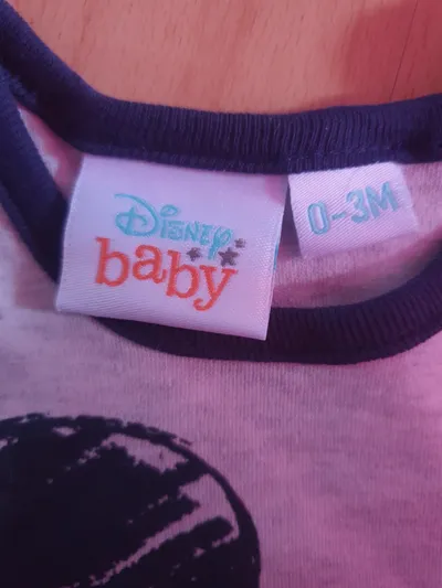 Disney Baby Body Langarm Grau Mickey Maus Gr. 0-3M Baumwolle