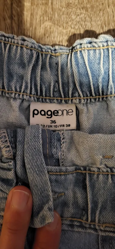 Pageone Damen Jeans Shorts Paperbag 36/38 Hellblau Elastikbund Sommer