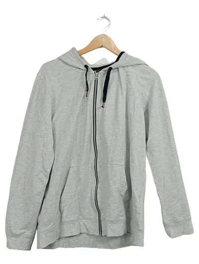 CRIVIT Damen Sweatjacke Grau Meliert Kapuze Zip Gr. 48, 50 XL