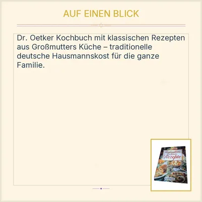 Dr. Oetker Kochbuch Großmutters schönste Rezepte Hausmannskost Traditionell