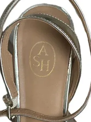 ASH Wedges Sandaletten Damen Gr. 39 Gold Türkis Rosa Keilabsatz Leder 4